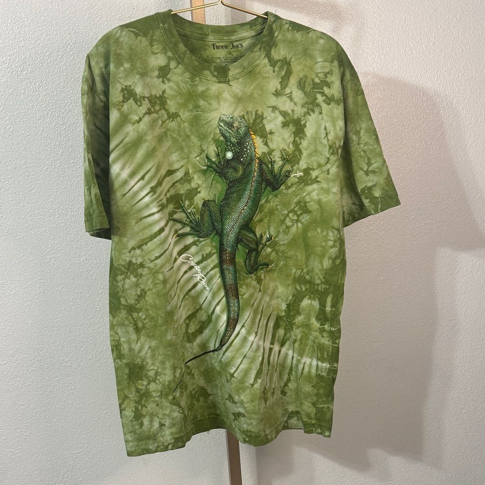 Tropic Joe’s- Green Iguana Tie-Dye Costa Rica Shirt-  Large